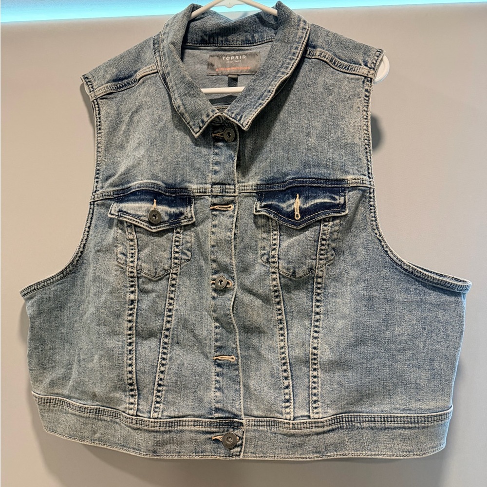Torrid Medium Blue Denim Jacket with Label Detail